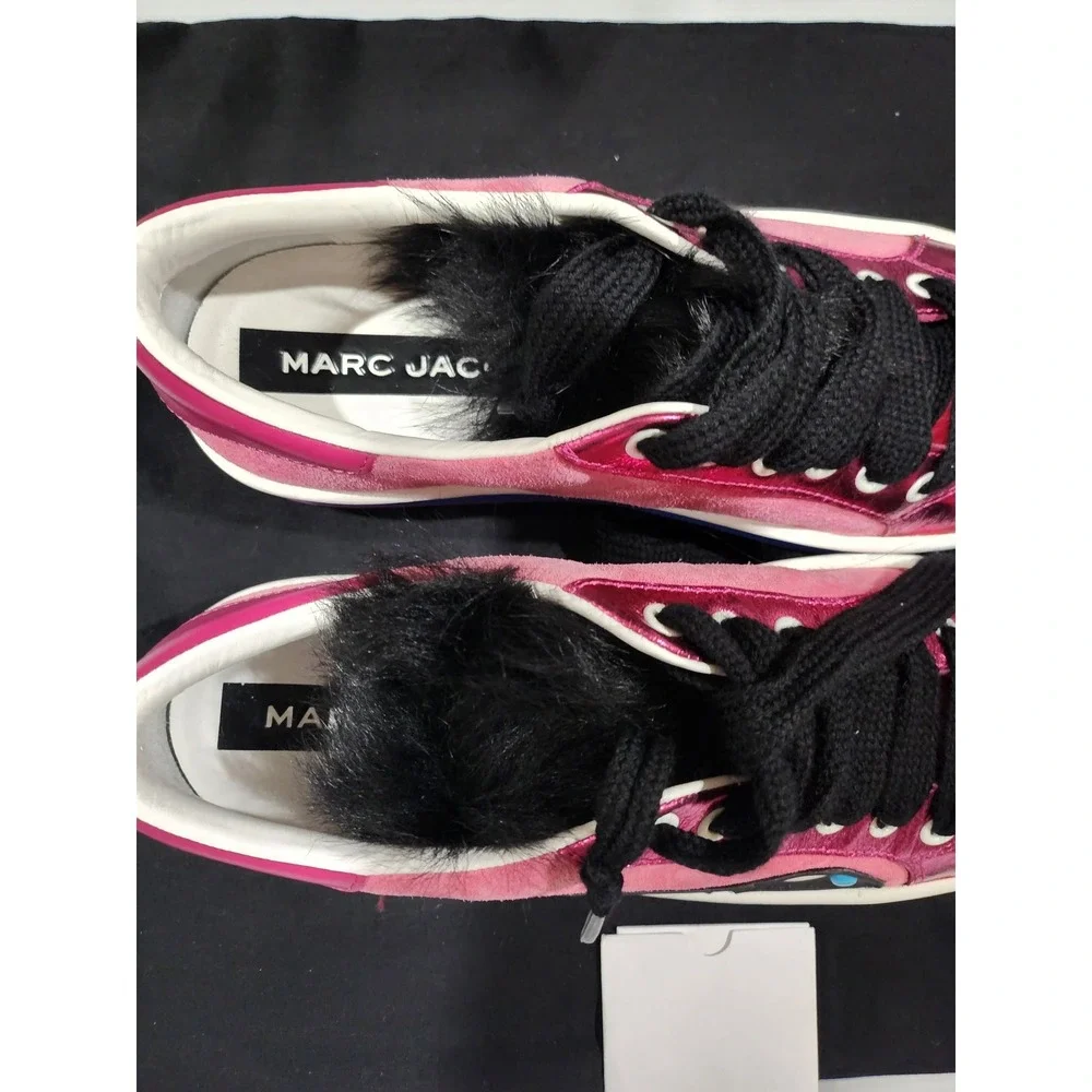 Marc Jacobs Pink Love Faux Fur Pony Hair Sneakers EU 39 US 9 Low Top Shoes